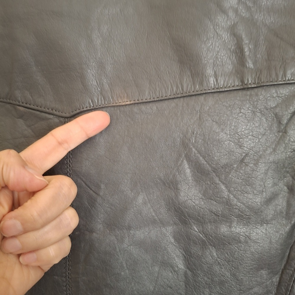Austin Black Leather Vest Men's Size 46‎ Pockets * Flaws - Picture 12 of 13